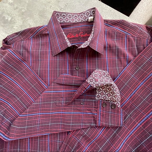 2XL ROBERT GRAHAM textured berry plaid shirt - Picture 2 of 13